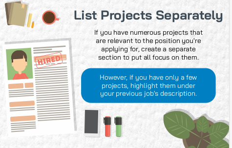 Projects Listing on Resume